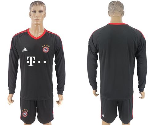Bayern Munchen Blank Black Goalkeeper Long Sleeves Soccer Club Jersey - Click Image to Close